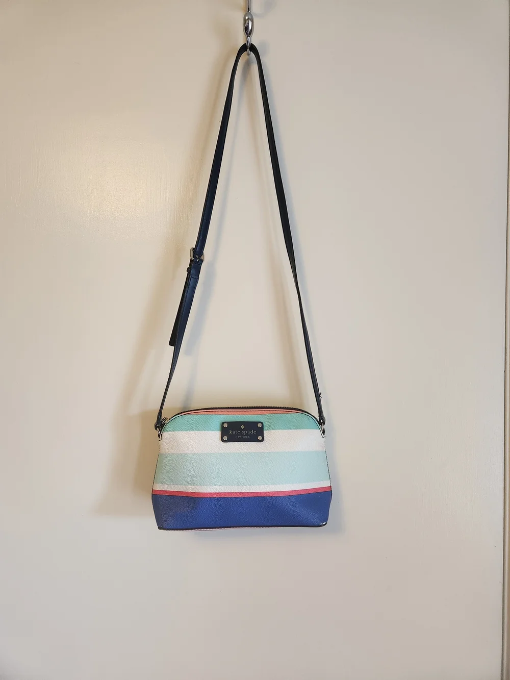 Kate Spade Striped Crossbody Bag in Mint, Navy & Coral